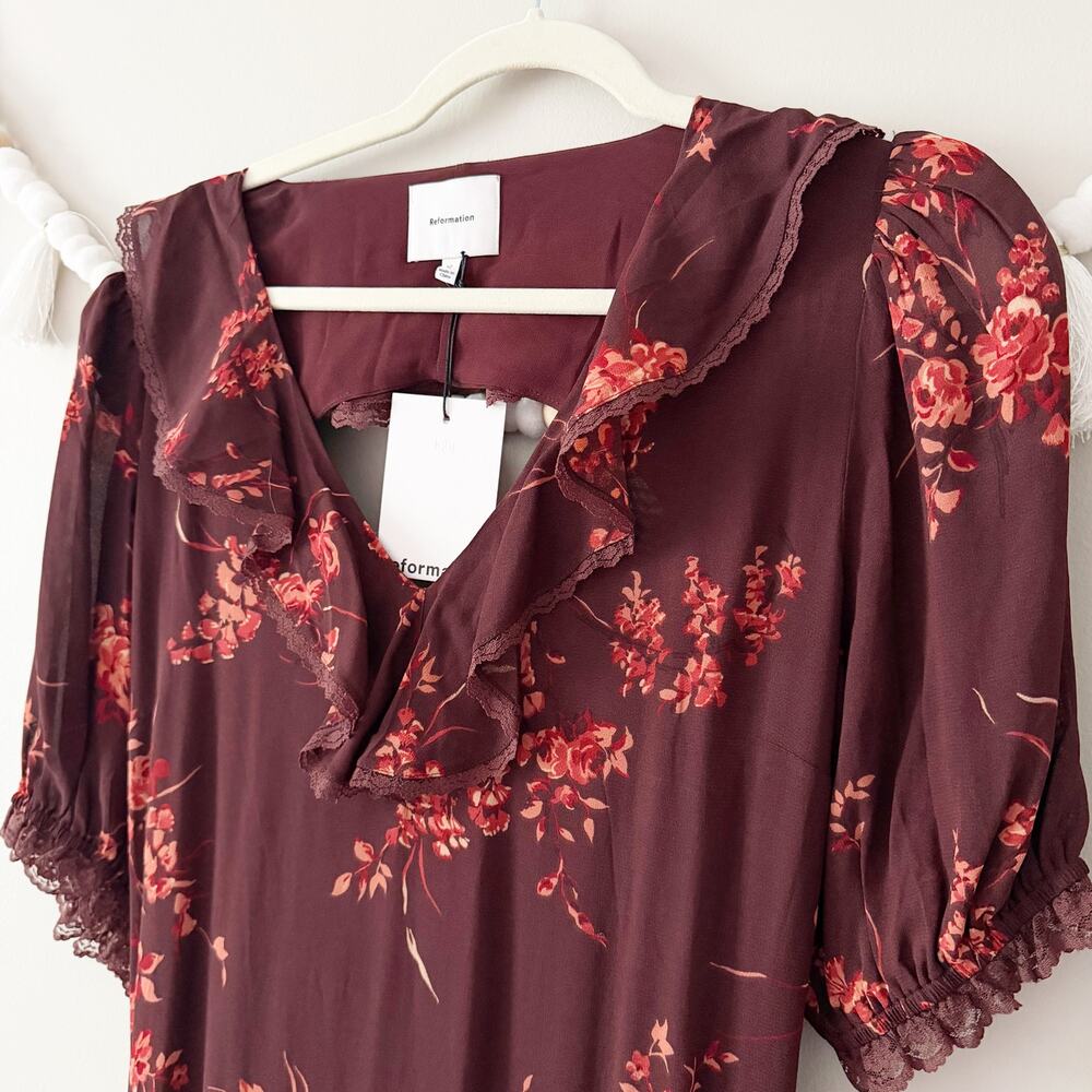 NWOT Reformation Evra Lace Georgette Midi Dress Size 12 - Picture 5 of 6
